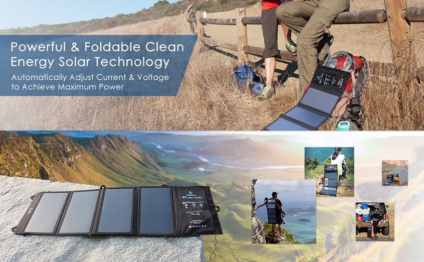 Promotional image for the BigBlue 3 solar phone charger