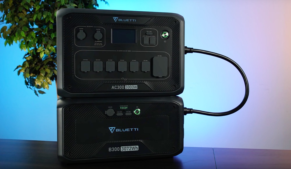 The AC300+B300 combo is our favorite portable solar generator.