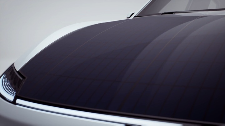 Close up of Lightyear Automotive solar car hood