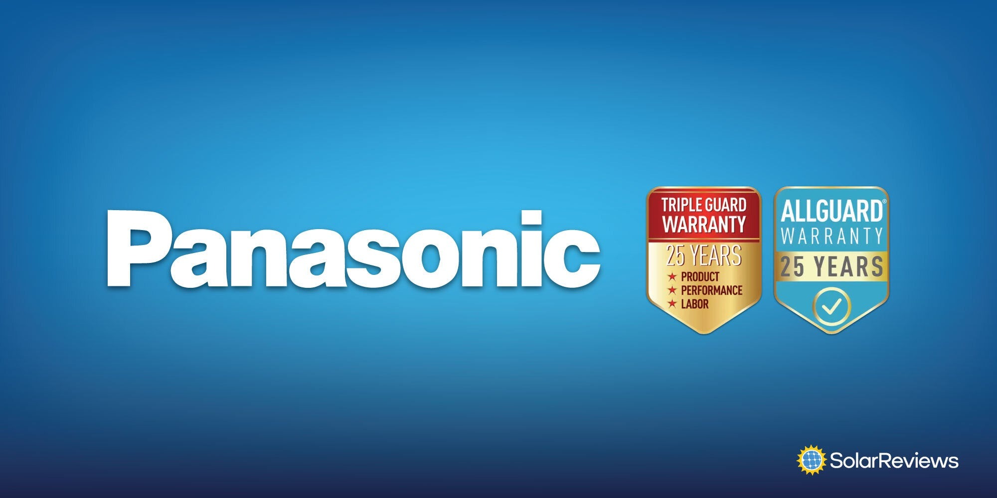 Panasonic company logo next to its Triple Guard and AllGuard warranty seals