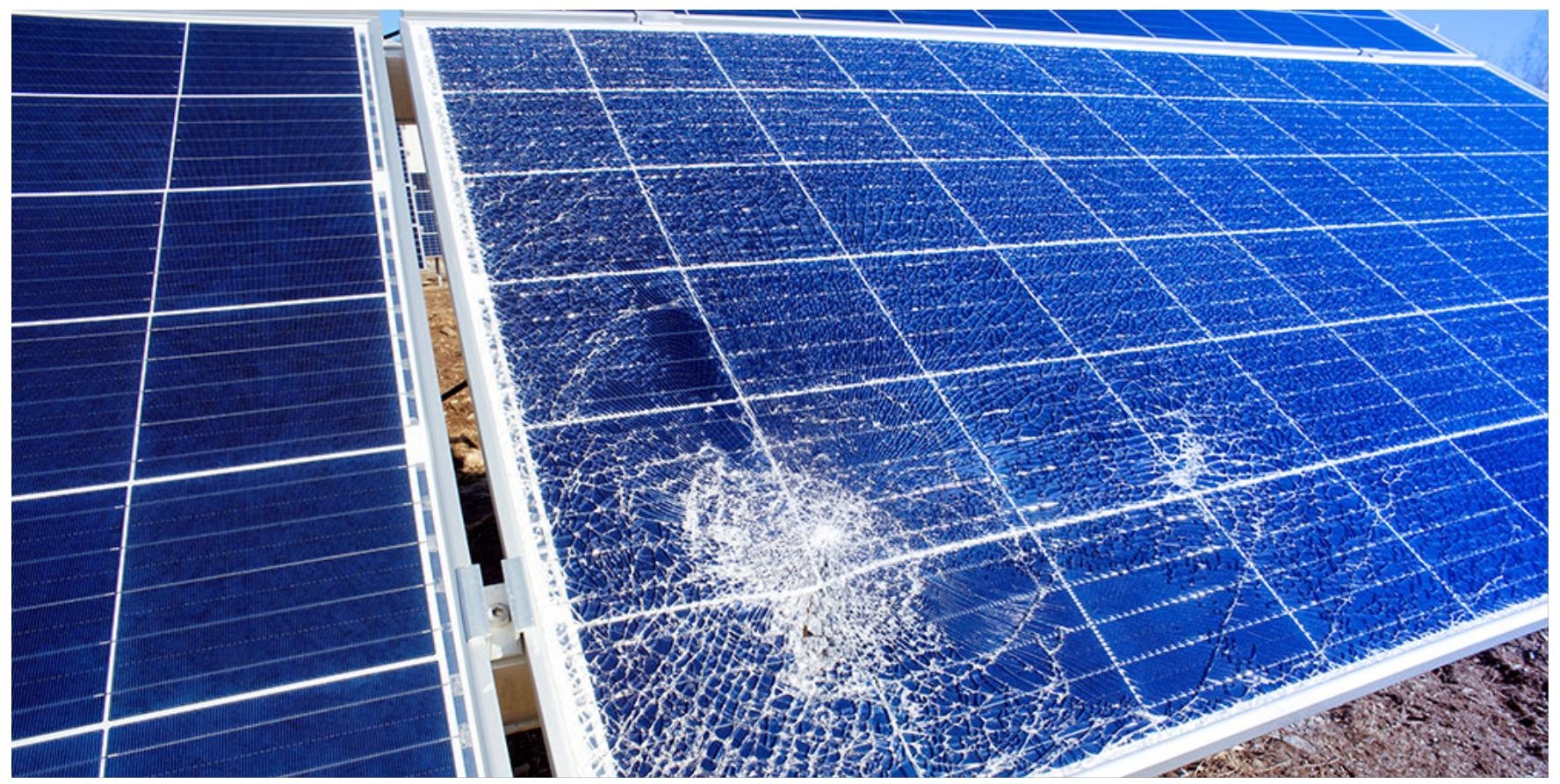 A shattered solar panel