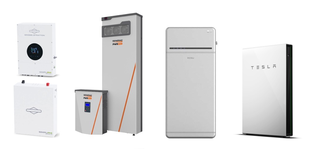 solar batteries from SimpliPhi, Generac, LG, and Tesla