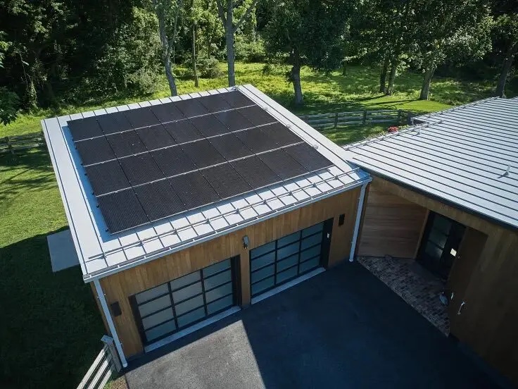 Certainteed solar panels on a garage roof