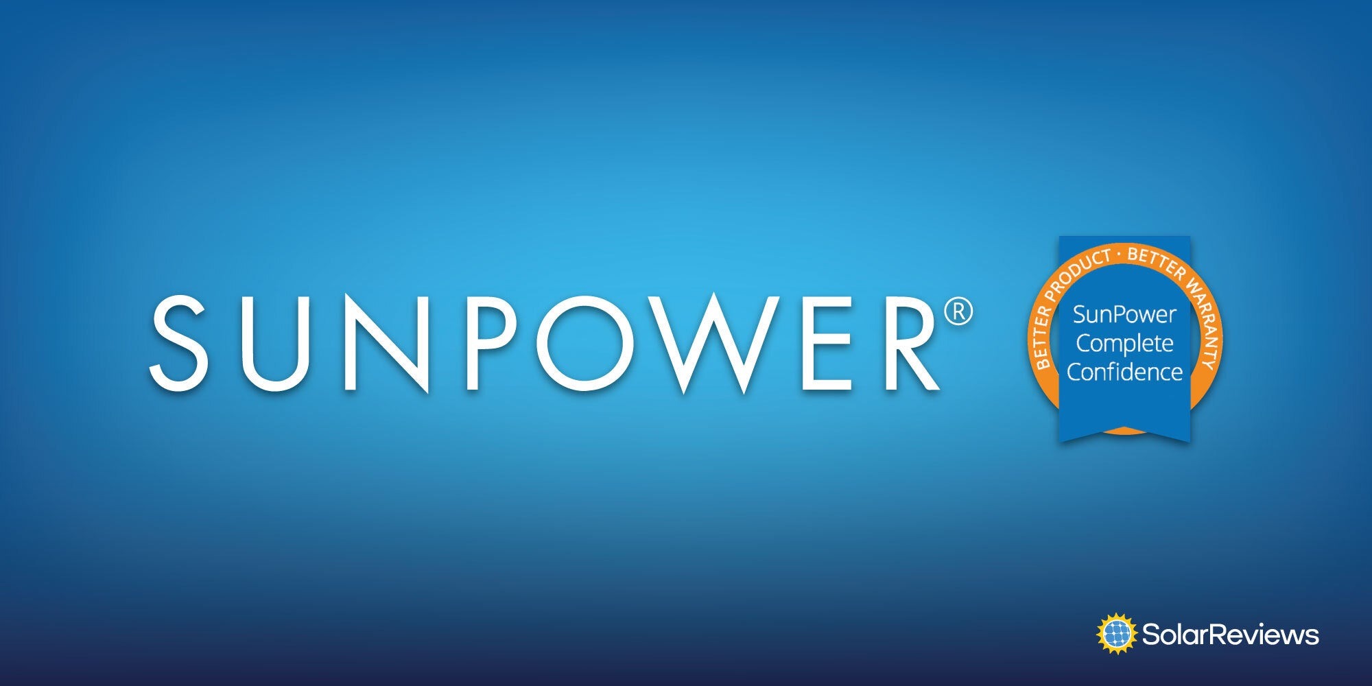 SunPower company logo next to its SunPower Complete Confidence warranty seal